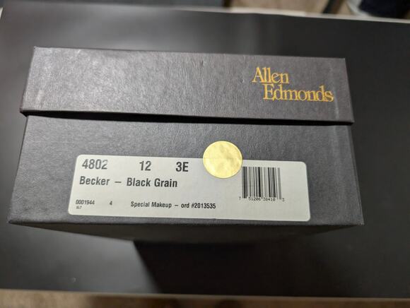 NIB Vintage Allen Edmonds Custom Made Black Cordovan Shell Becker 12EEE